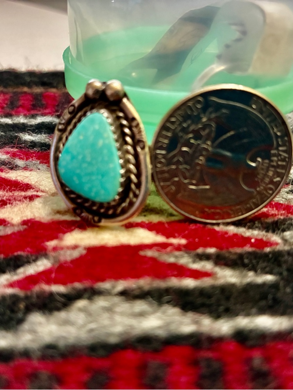 Silver Turquoise Ring from New Mexico - Picture 6 of 6